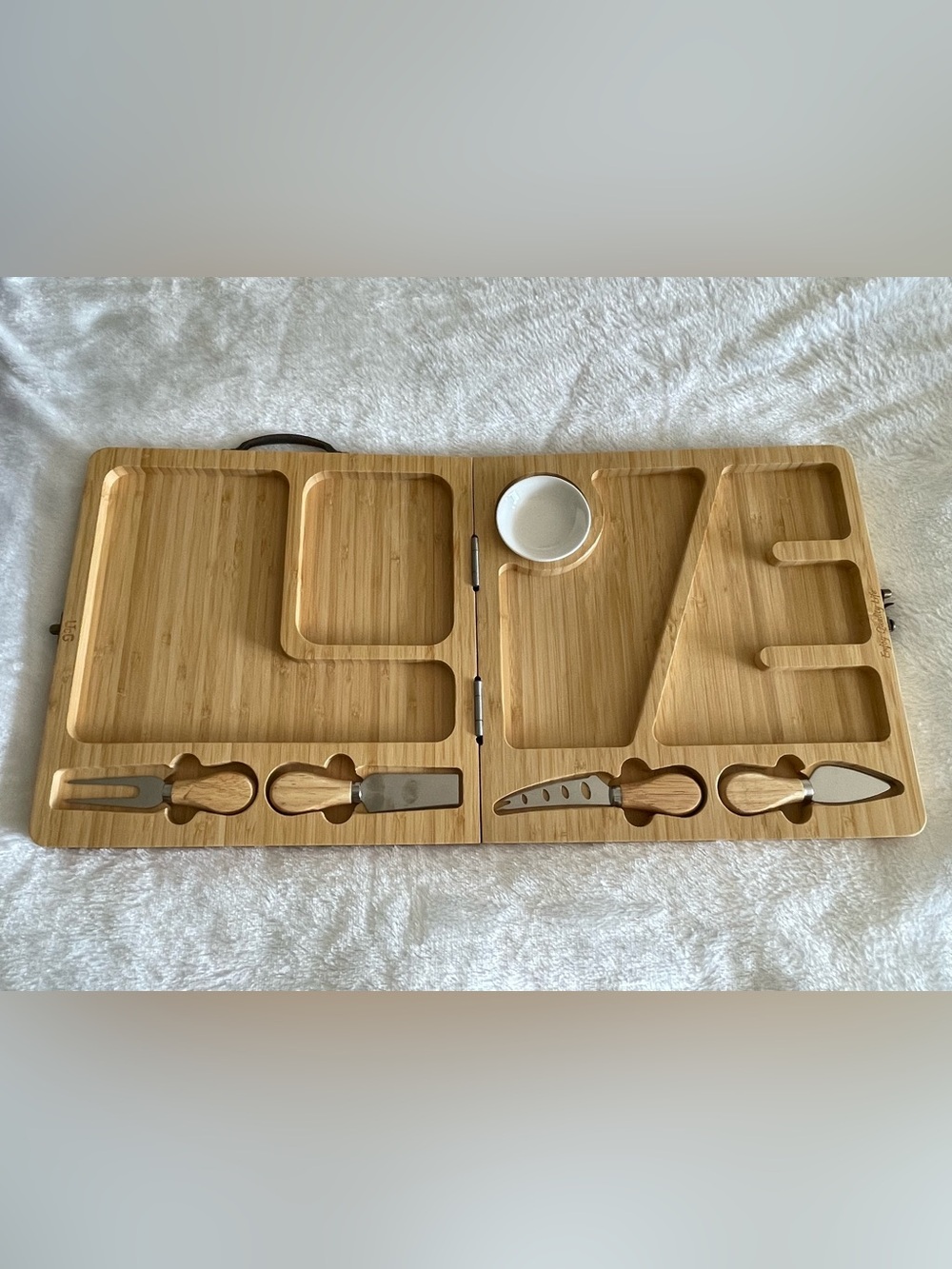 Bamboo Foldable Charcuterie Board Set with Utensils - Natural Bamboo